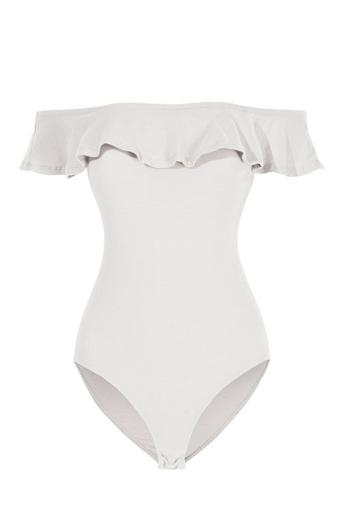 WHITE OFF SHOULDER BODYSUIT