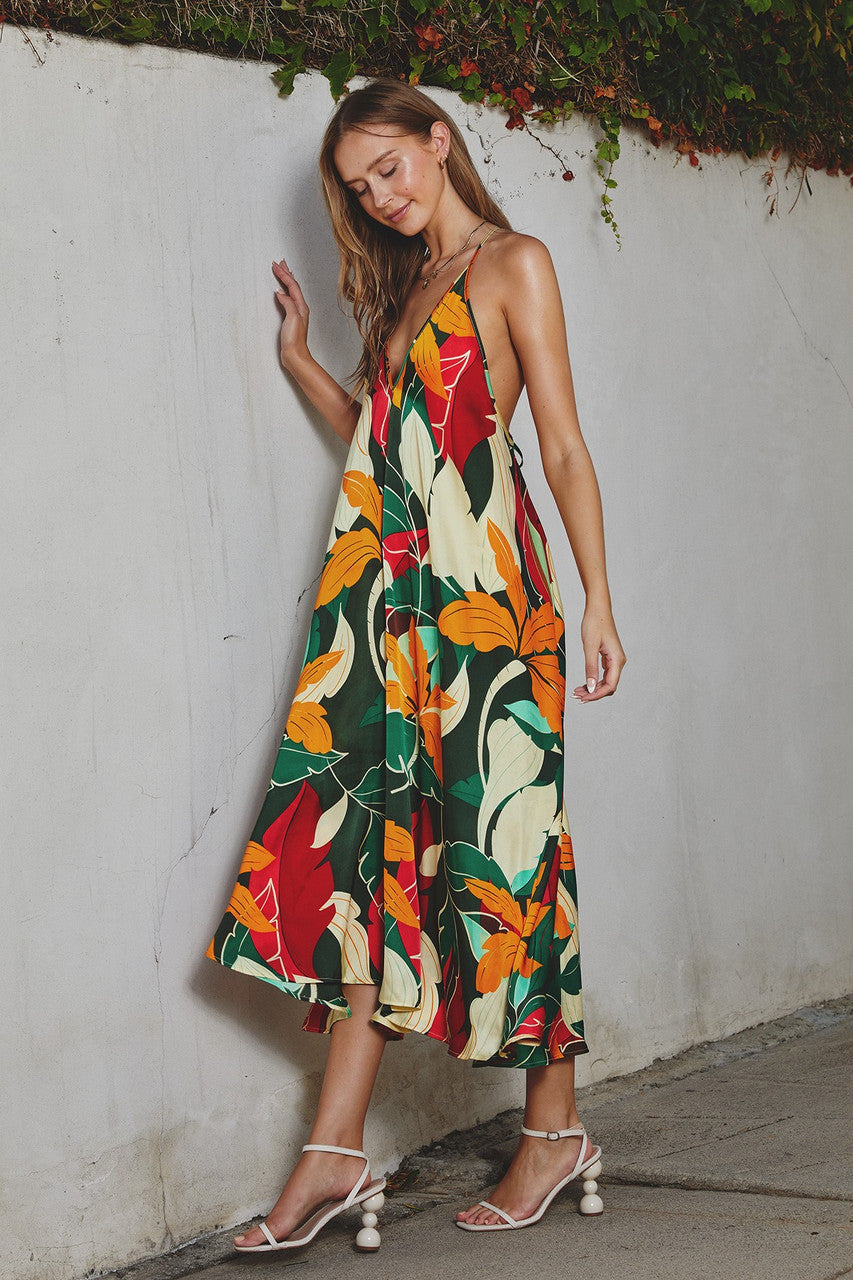 RIO FLIRTY FLORAL MIDI DRESS