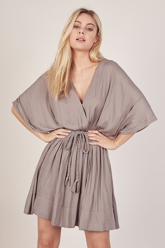 KAY KAY KIMONO SILVER OLIVE DRESS