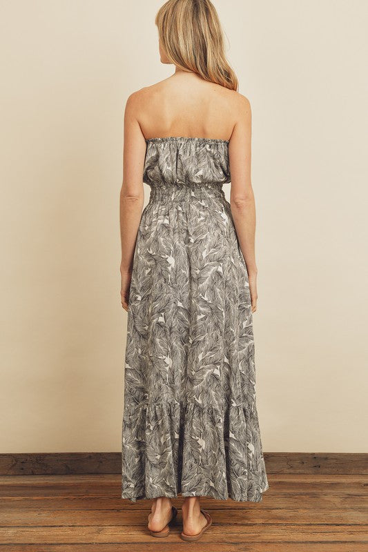 Tropical Strapless Maxi Dress