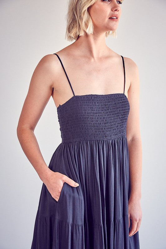 SOLANA SMOCKED MAXI DRESS