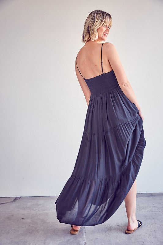 SOLANA SMOCKED MAXI DRESS