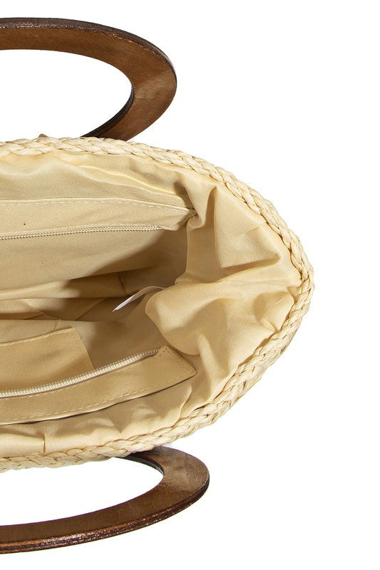 Small Braided Round Handle Tote Bag