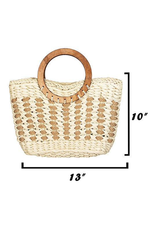 Small Braided Round Handle Tote Bag