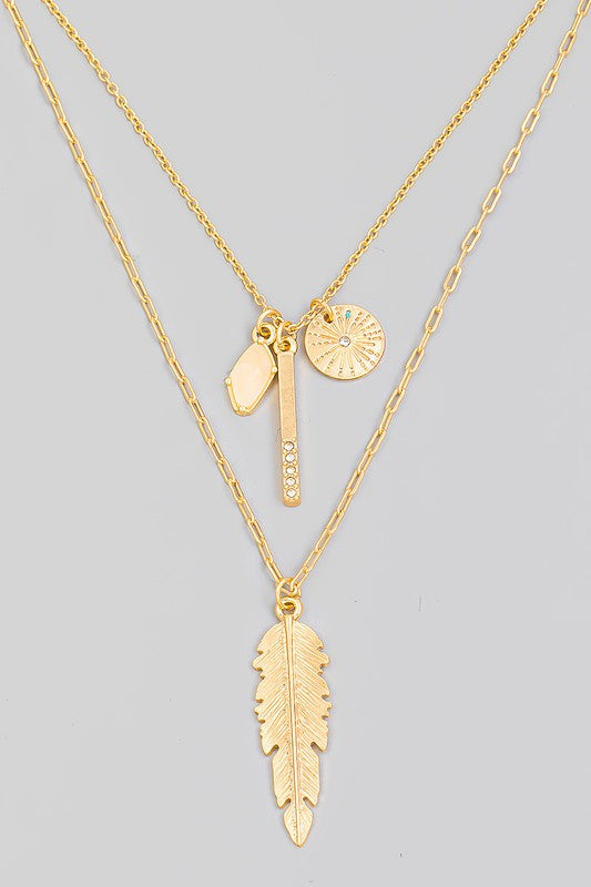 Dainty Chain Link Leaf Charm Necklace
