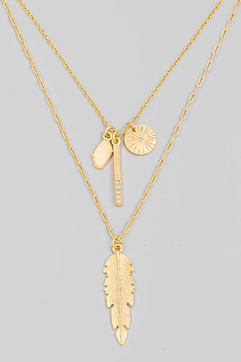 Dainty Chain Link Leaf Charm Necklace