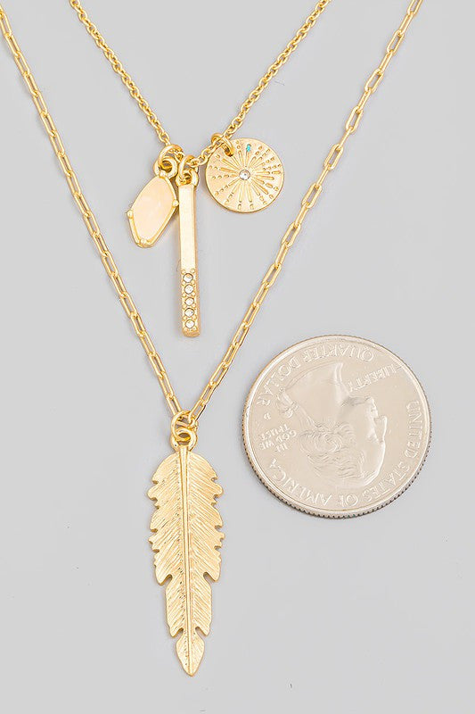 Dainty Chain Link Leaf Charm Necklace