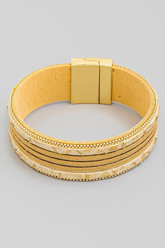 Faux Leather Strand Magnetic Bracelet
