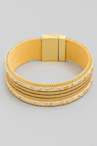 Faux Leather Strand Magnetic Bracelet