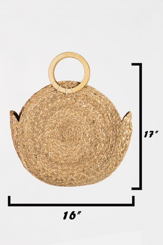 Circle Straw Braided Tote Bag