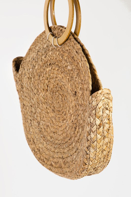 Circle Straw Braided Tote Bag