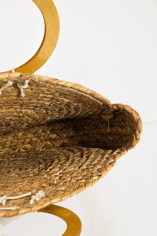 Circle Straw Braided Tote Bag