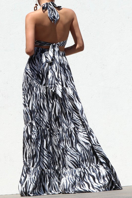 GREEK ISLANDS ZEBRA MAXI DRESS