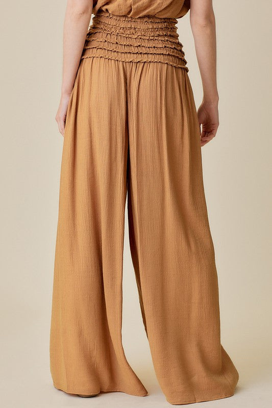 RUSTIC TULUM RUFFLED WIDELEG PANTS