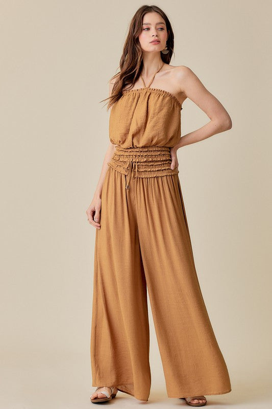 RUSTIC TULUM RUFFLED WIDELEG PANTS