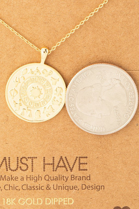 Zodiac Coin Pendant Necklace