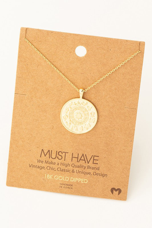 Zodiac Coin Pendant Necklace