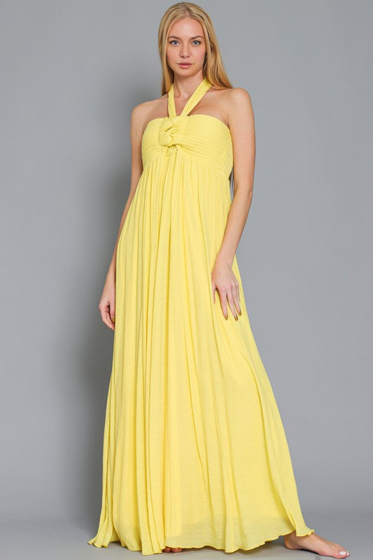 GODDESS OF LIGHT HALTER MAXI DRESS