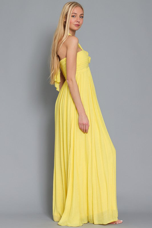 GODDESS OF LIGHT HALTER MAXI DRESS