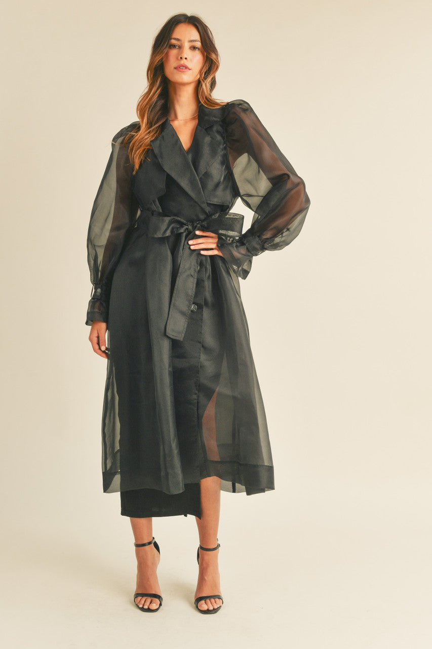 black sheer jacket for dress OVERSIZE SHEER JACKET IN BLACK