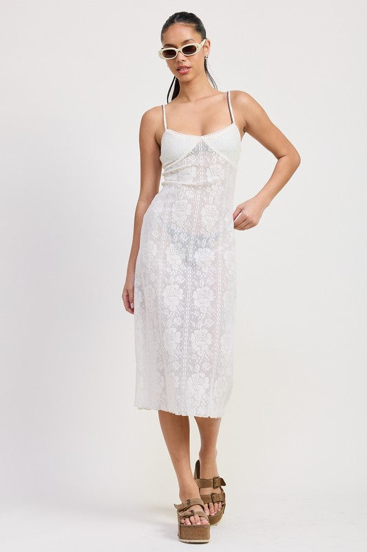 SPAGHETTI STRAP LACE MIDI DRESS RESORT-CHIC OMK BOUTIQUE SPAGHETTI STRAP LACE MIDI DRESS RESORT-CHIC OMK BOUTIQUE