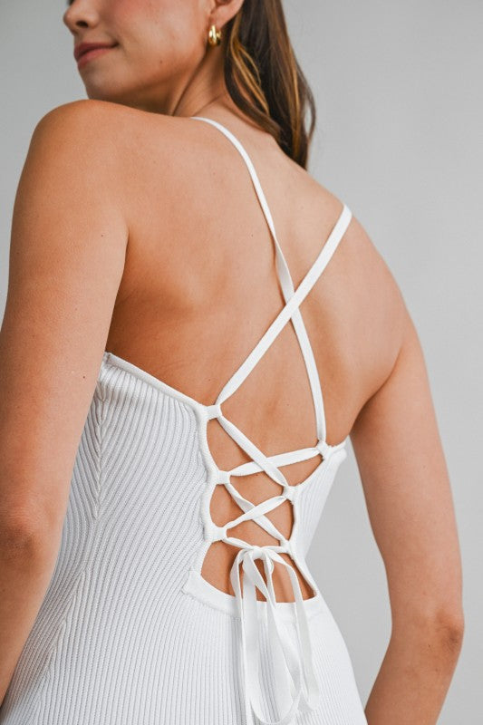 Sainte-Maxime Back Lace Up Midi Dress