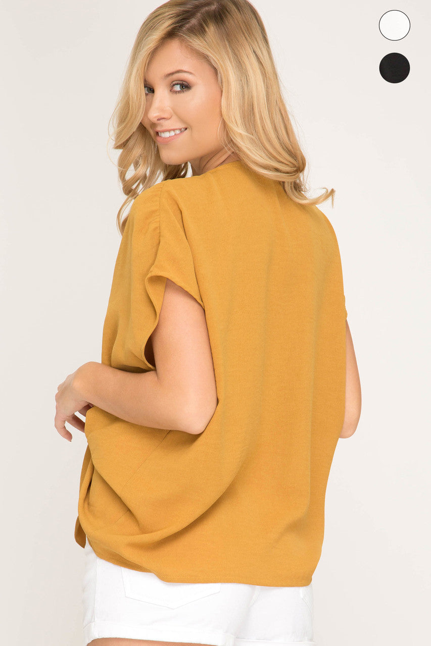 DONNA DROP SHOULDER TIE TOP