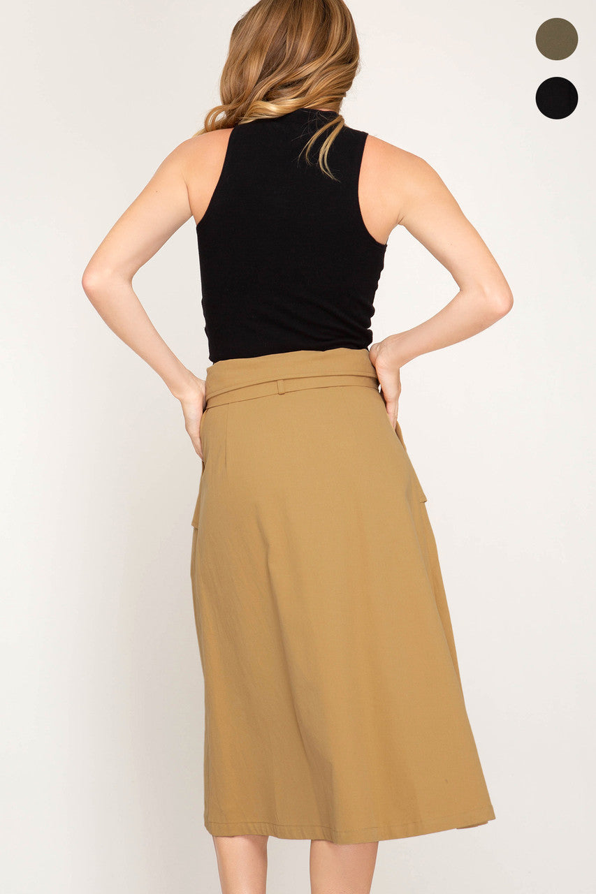 PAPERBAG BUTTON DOWN MID SKIRT