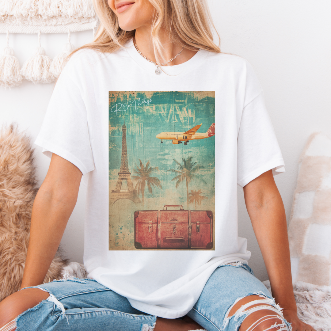 Retro Vintage Paris/Travel Graphic Tee #90433