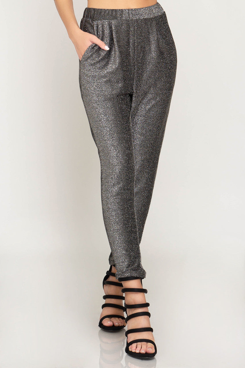 SHINE BRIGHT METALLIC KNIT PANTS
