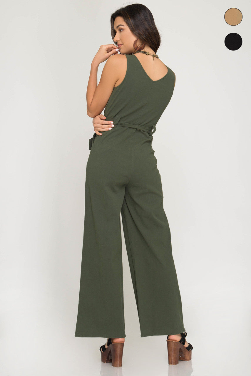 80'S OLIVE JUMPSUIT