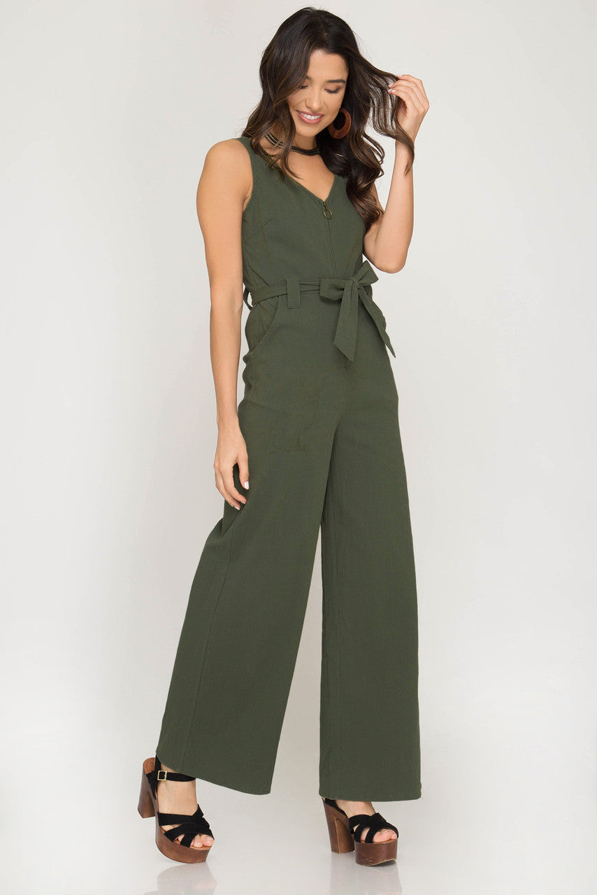 80'S OLIVE JUMPSUIT