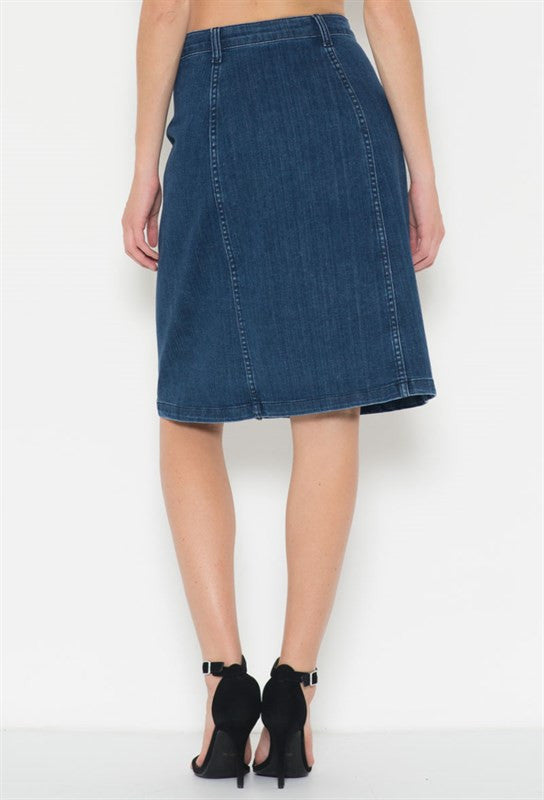 DENIM KNEE LENGHT A-LINE SKIRT