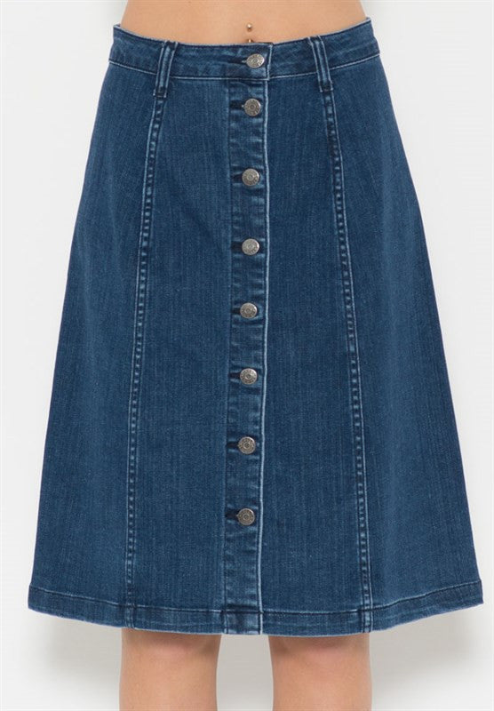 DENIM KNEE LENGHT A-LINE SKIRT