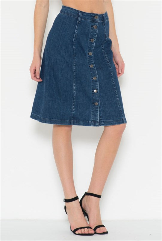 DENIM KNEE LENGHT A-LINE SKIRT