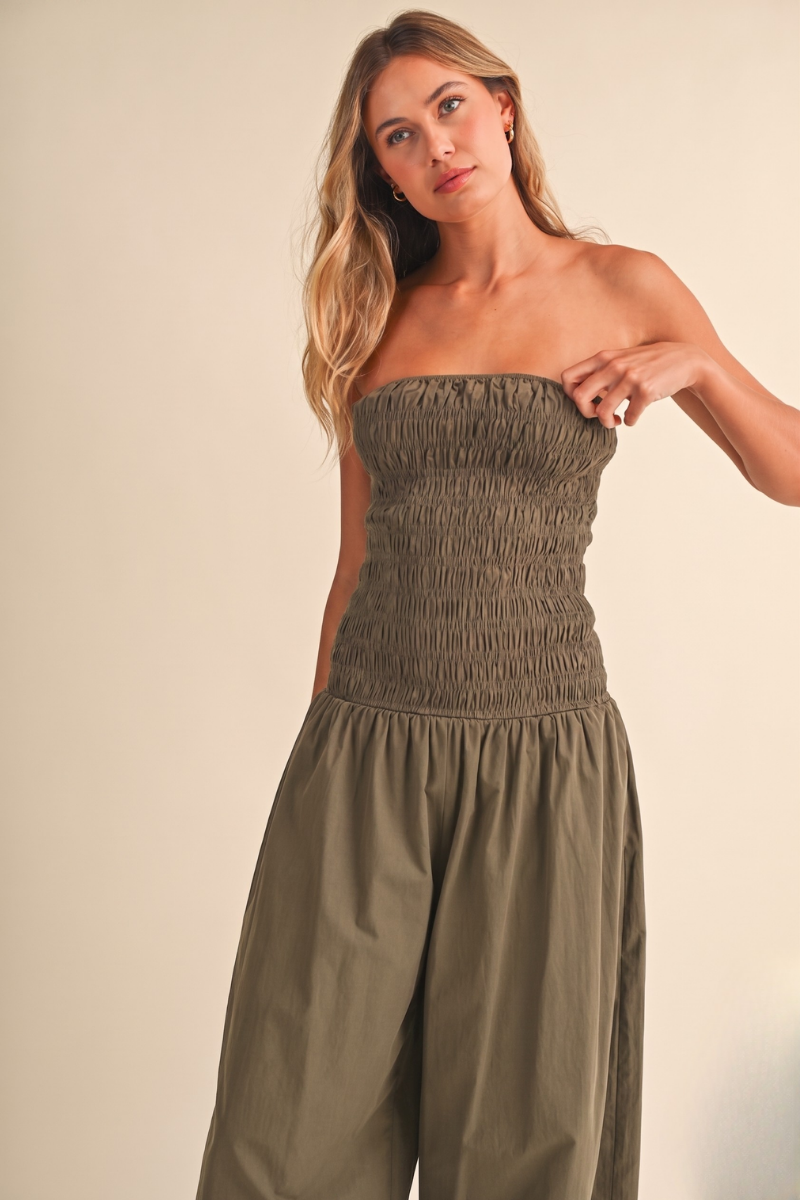 IJP3454 TUBE TOP EDGE BALLOON FIT JUMPSUIT/UNLINED