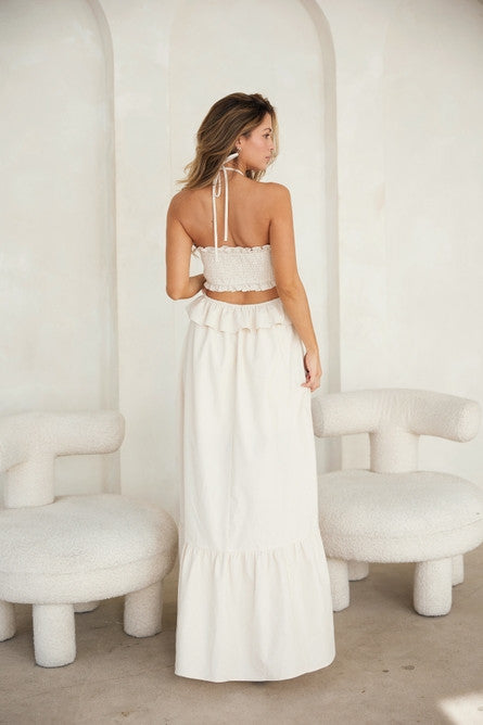 ANTIGUA CUT OUT HALTER MAXI DRESS