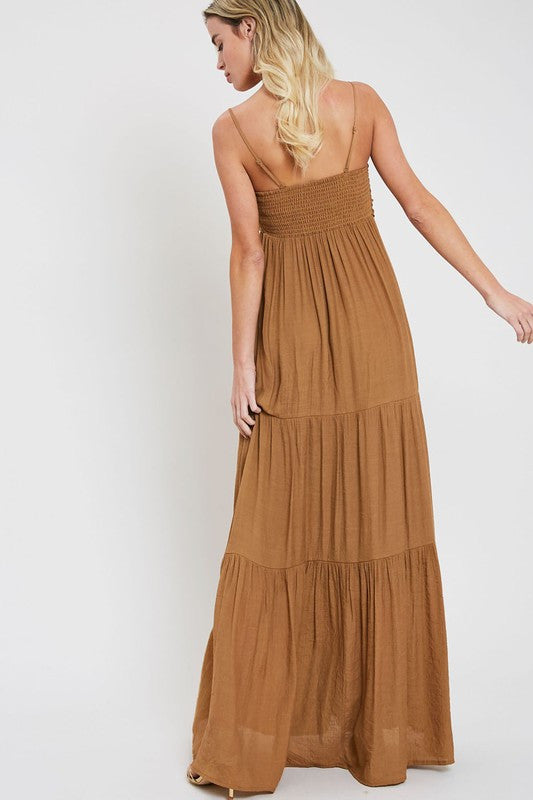 ISLAND TIE-FRONT TIERED MAXI DRESS