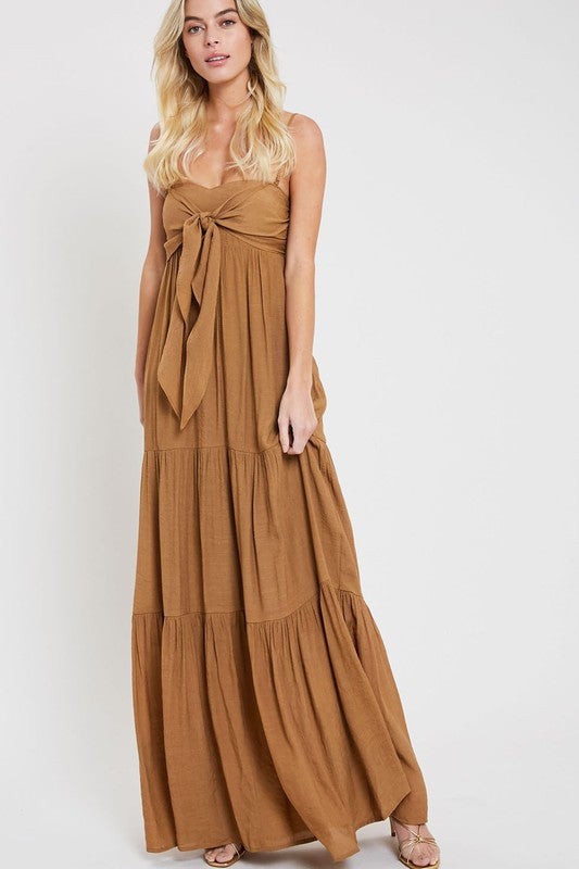 ISLAND TIE-FRONT TIERED MAXI DRESS