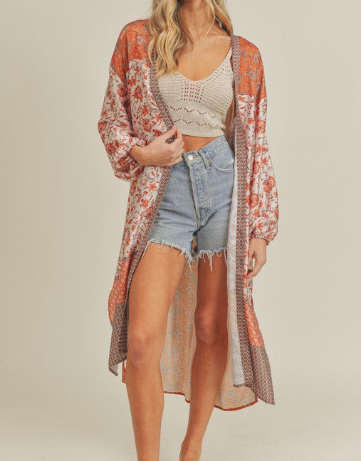 RUST FLORAL KIMONO