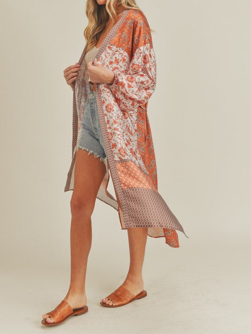 RUST FLORAL KIMONO