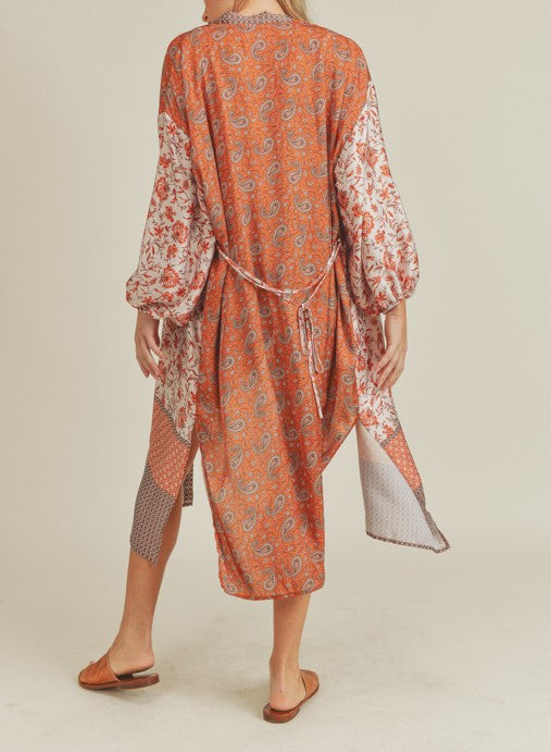 RUST FLORAL KIMONO
