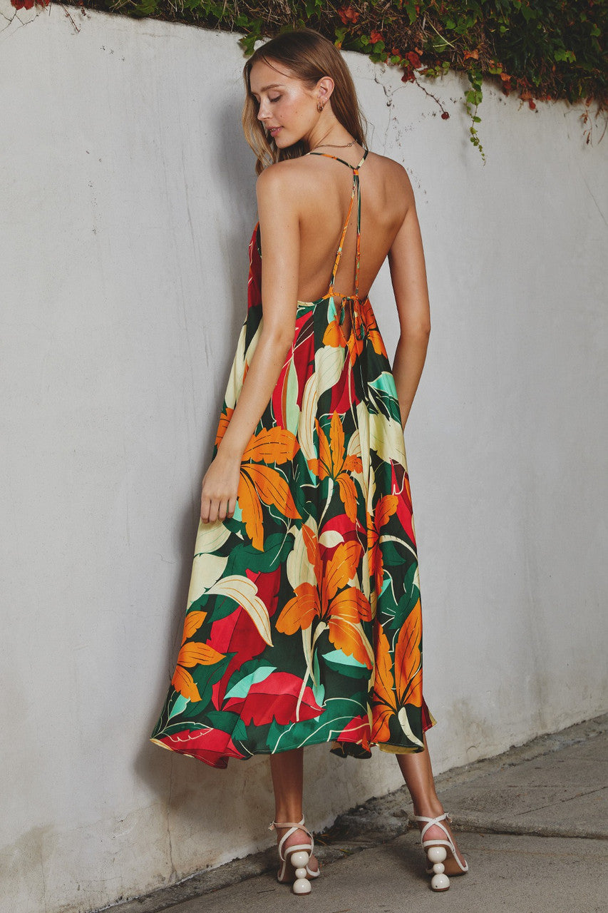 RIO FLIRTY FLORAL MIDI DRESS