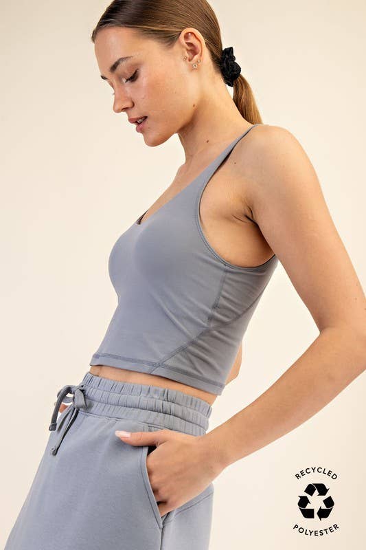 V Neckline Cropped Yoga Top