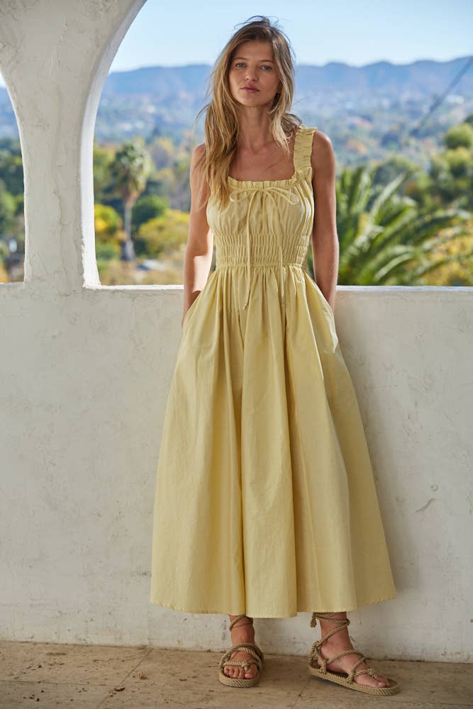 Woven Cotton Nylon Sweetheart Neck Sleeveless