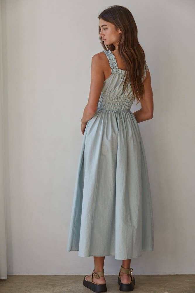 Woven Cotton Nylon Sweetheart Neck Sleeveless