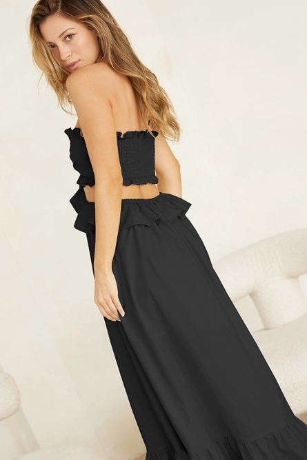 BLACK ANTIGUA CUT OUT HALTER MAXI DRESS