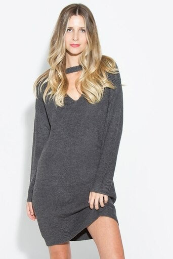 SUZETTE SWEATER DRESS CHARCOAL