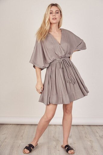 KAY KAY KIMONO SILVER OLIVE DRESS