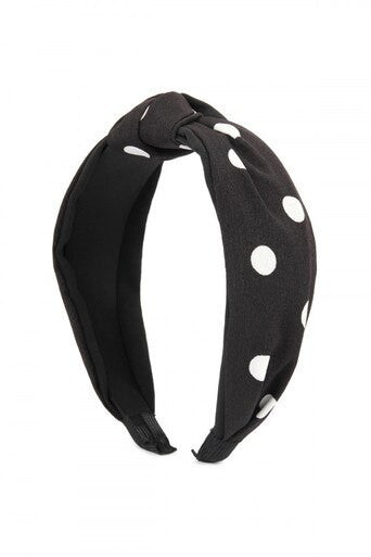 BLACK POLKA DOTS TIED HAIR BAND